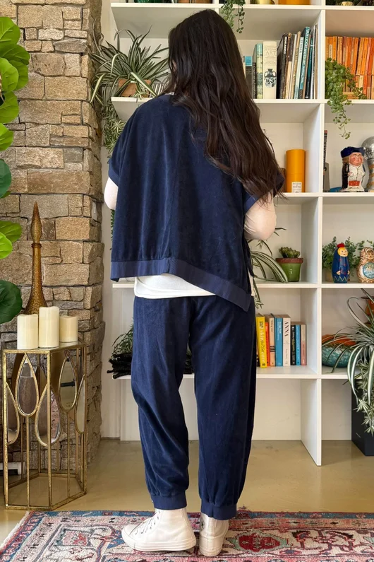 Terry B Hi Lo Tank Navy